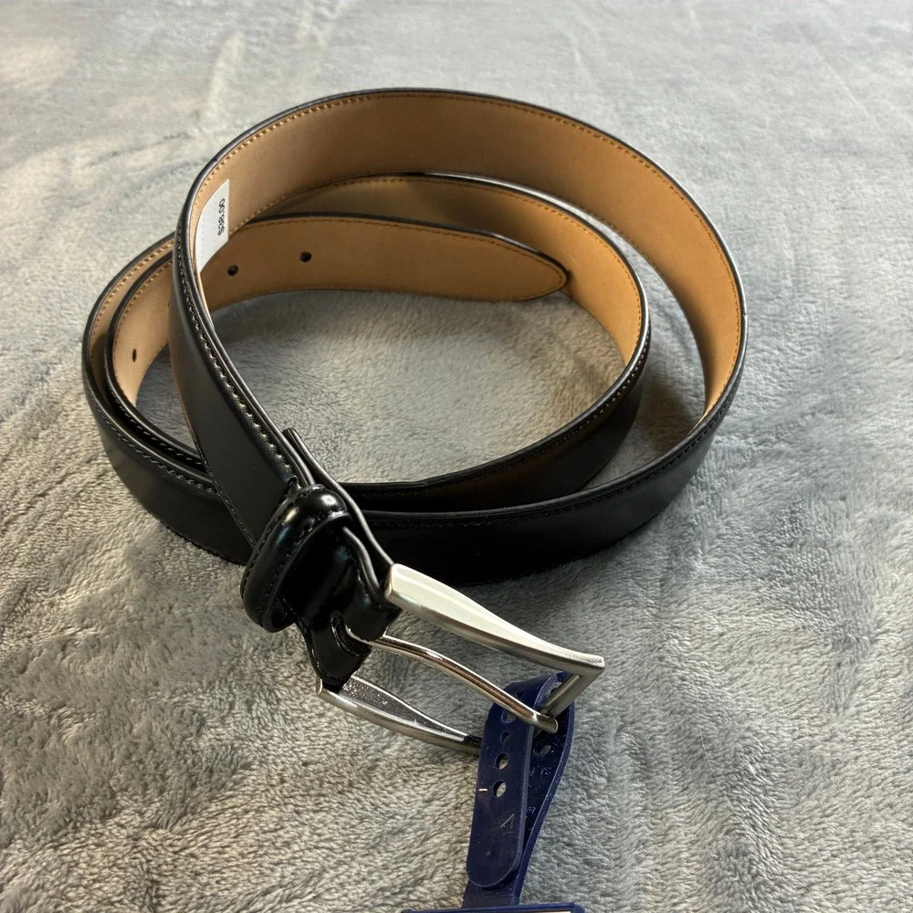 NWT Saddlebred Men's  XL 42-44 Black Coated Leather Dress Belt‎ 11BK010005